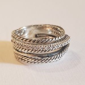 David Yurman Silver Crossover Wide Cable Ring